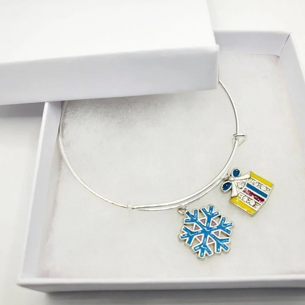 Silver Christmas Present Charm Bracelet